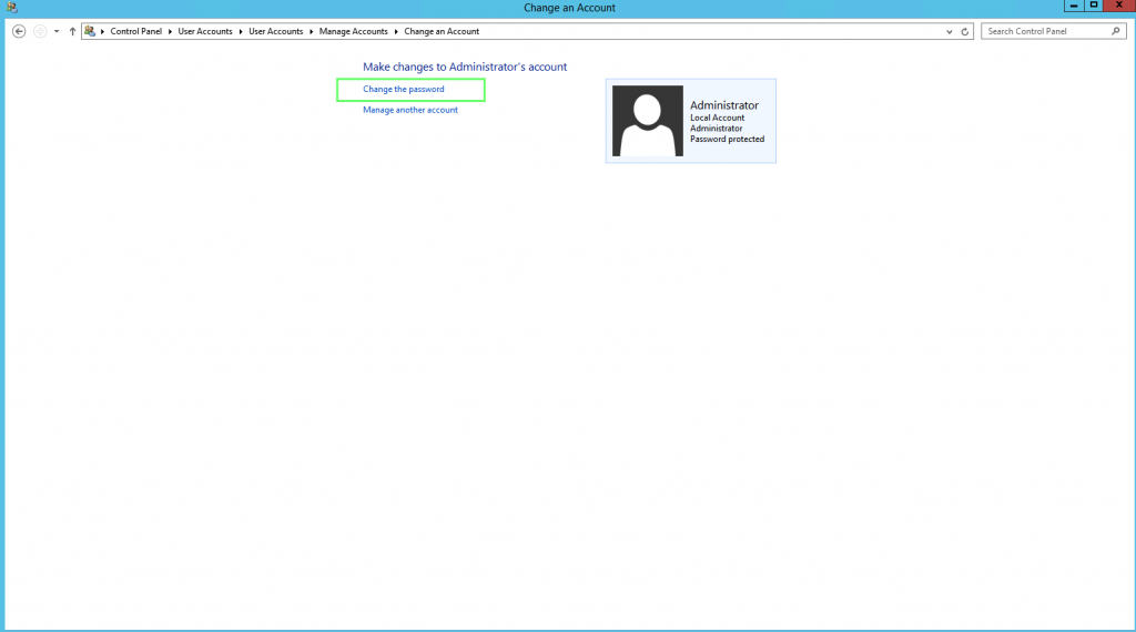 Windows Sanal Sunucu Change Password
